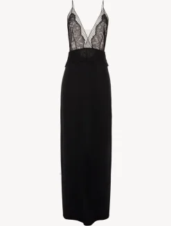 Long Silk Nightgown With Leavers Lace
