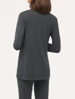 Long-sleeved Top In Charcoal Grey Modal