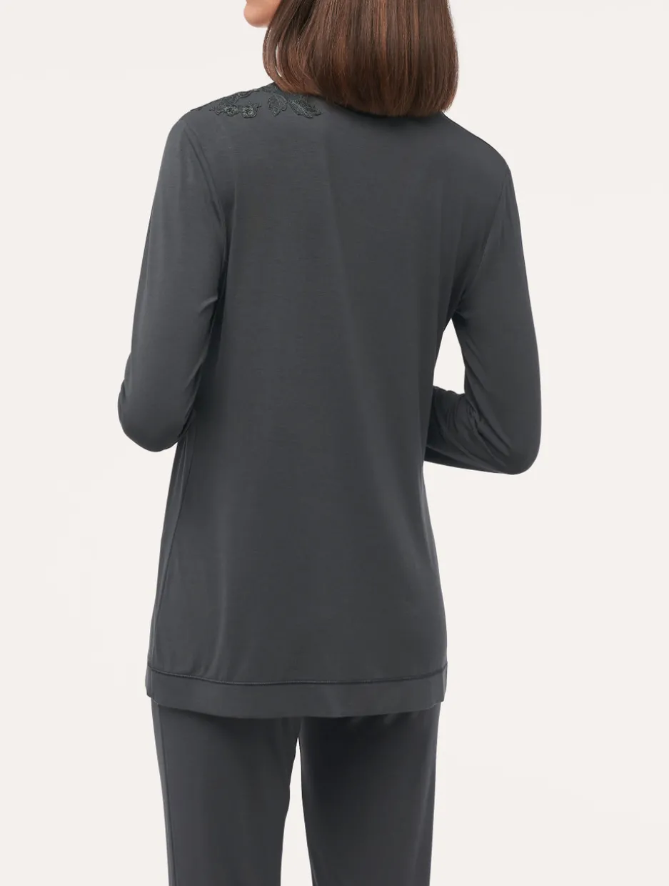 Long-sleeved Top In Charcoal Grey Modal