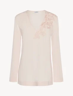 Long-sleeved Top In Pink Modal