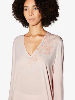 Long-sleeved Top In Pink Modal