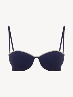 Monogram Bandeau Bikini Top In Navy