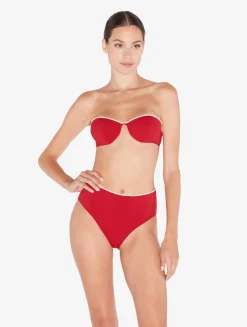 Monogram Bandeau Bikini Top In Red