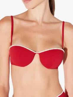 Monogram Bandeau Bikini Top In Red