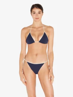 Monogram Triangle Bikini Top In Navy