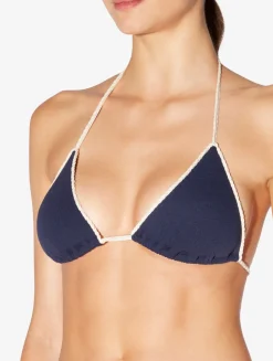 Monogram Triangle Bikini Top In Navy