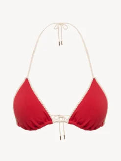 Monogram Triangle Bikini Top In Red