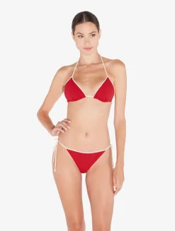 Monogram Triangle Bikini Top In Red