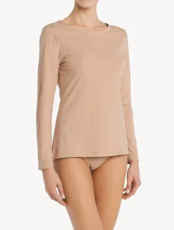 Nude Cotton Long-sleeved Top