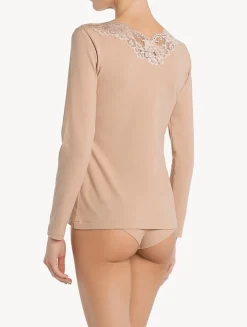 Nude Cotton Long-sleeved Top