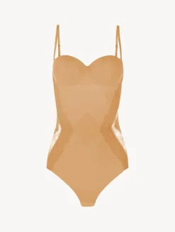 Nude Lycra Control Fit Body With Chantilly Lace