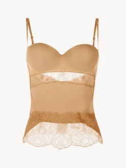 Nude Lycra Corset With Chantilly Lace
