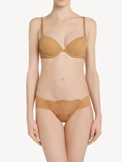Nude Lycra Thong With Chantilly Lace