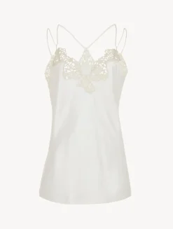 Off-white Camisole In Silk With Macramé Frastaglio