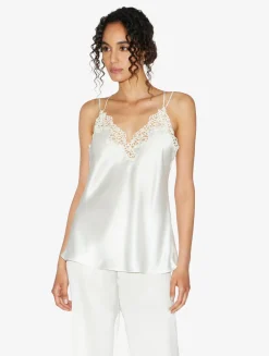 Off-white Camisole In Silk With Macramé Frastaglio