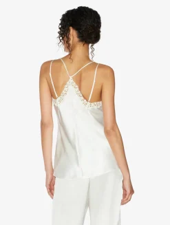 Off-white Camisole In Silk With Macramé Frastaglio