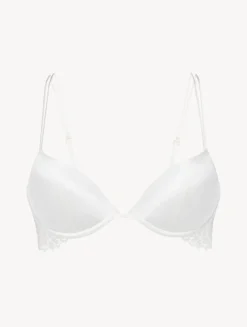 Off-white Padded Push-up Bra With Leavers Lace Trim