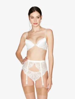 Off-white Padded Push-up Bra With Leavers Lace Trim