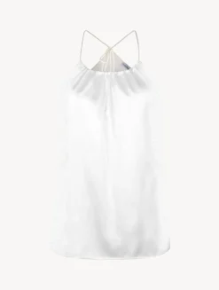 Off-white Silk Halterneck Camisole With Leavers Lace Trim