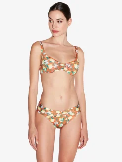 Orange Printed Bikini Top