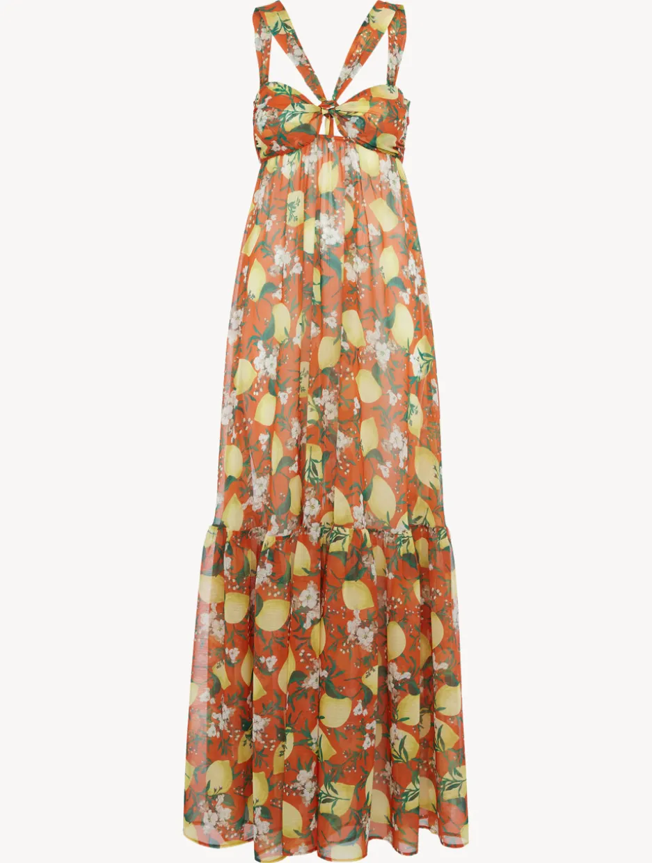 Orange Printed Maxi Dress