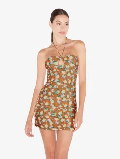 Orange Printed Short Dress