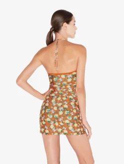 Orange Printed Short Dress