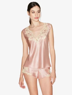 Pink Silk Satin Top With Frastaglio