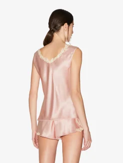 Pink Silk Satin Top With Frastaglio