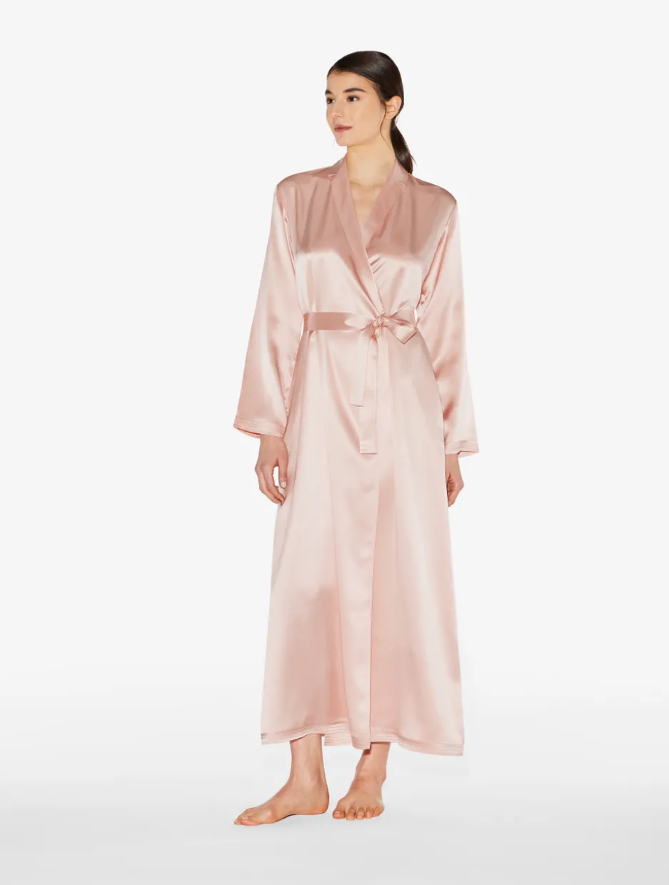 Powder Pink Silk Long Robe