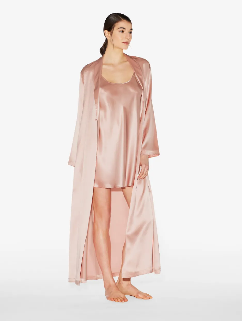 Powder Pink Silk Long Robe