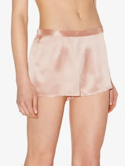 Powder Pink Silk Pajama Shorts