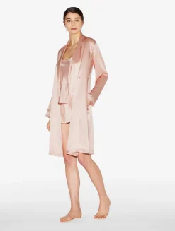 Powder Pink Silk Pajama Shorts