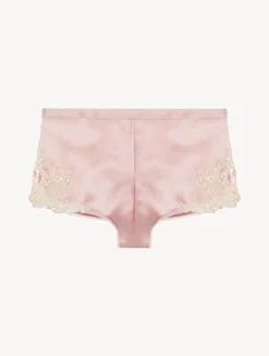 Powder Pink Silk Satin Sleep Shorts With Frastaglio