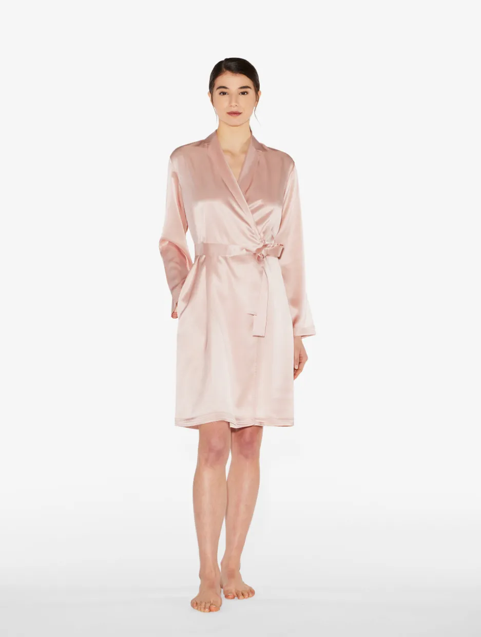 Powder Pink Silk Short Robe