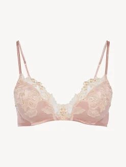 Powder Pink Silk Triangle Bra With Frastaglio