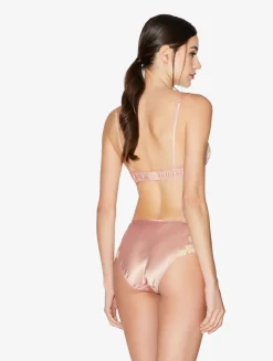 Powder Pink Silk Triangle Bra With Frastaglio