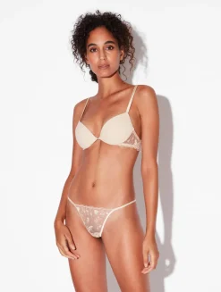 Push Up Bra In Halo And Ivory Nude With Embroidered Tulle