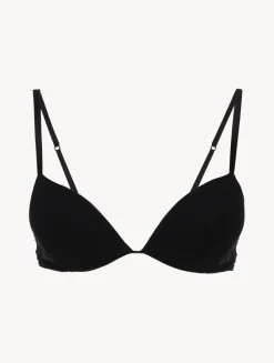 Push Up Bra In Onyx With Embroidered Tulle