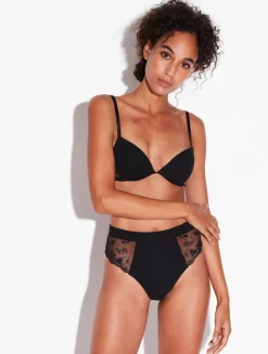 Push Up Bra In Onyx With Embroidered Tulle