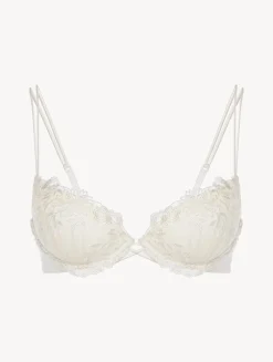 Push-up Bra In Off-white Lycra With Embroidered Tulle
