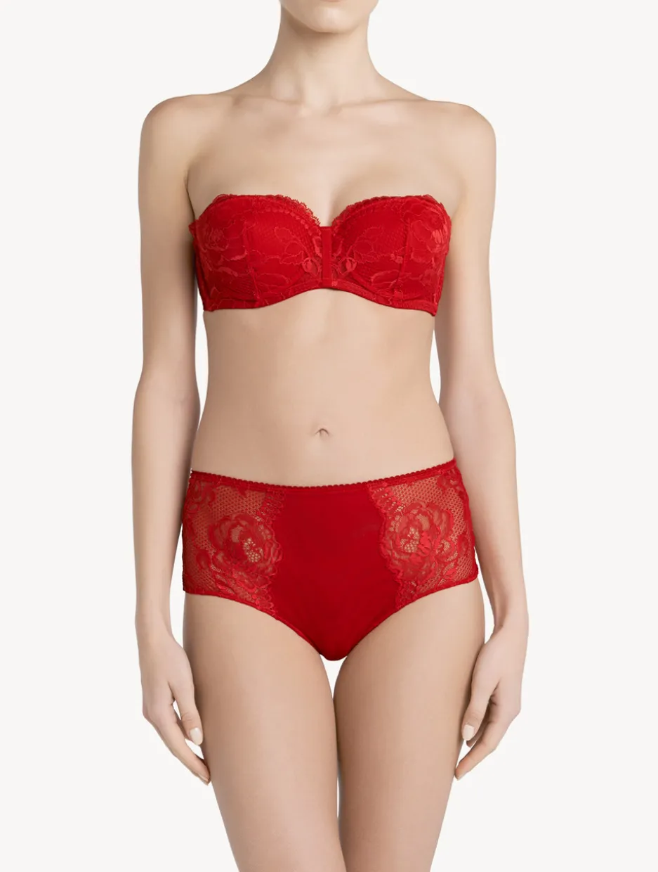 Red Lace Bandeau Bra