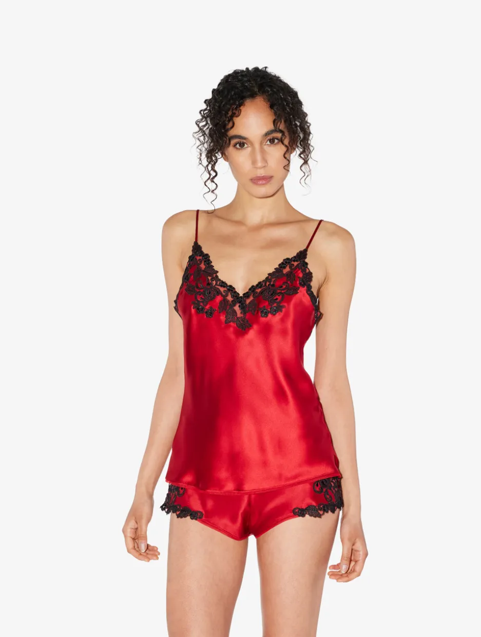 Red Silk Camisole With Frastaglio