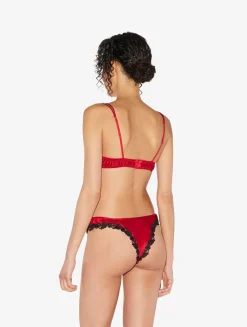 Red Silk Push-up Bra With Frastaglio