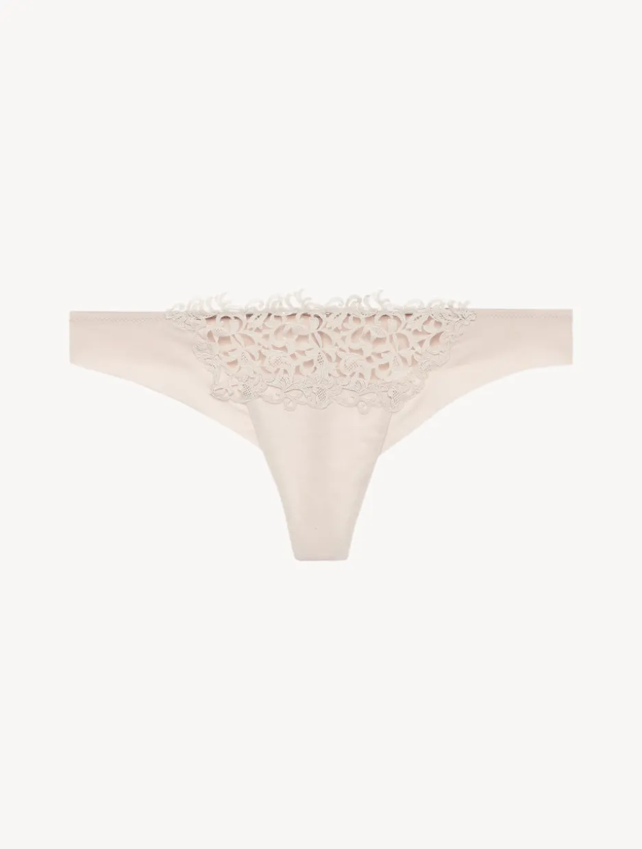 Rose Beige Macramé Thong