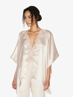 Rose Beige Short Silk Robe