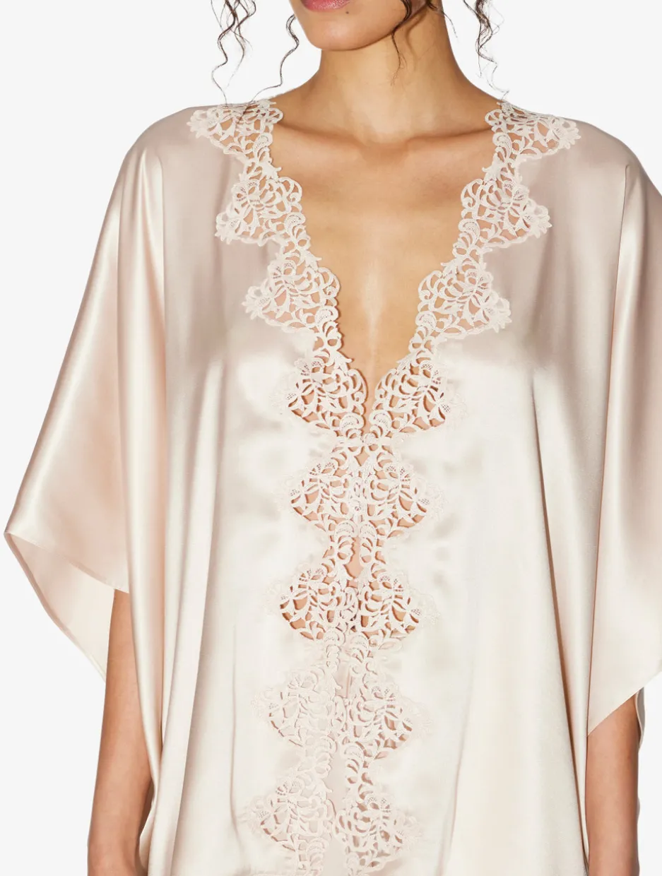 Rose Beige Short Silk Robe
