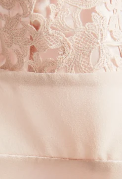 Rose Beige Silk Camisole With Macrame