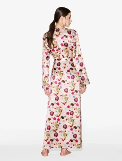 Silk Floral Print Long Robe