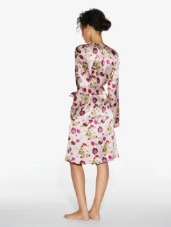 Silk Floral Print Short Robe